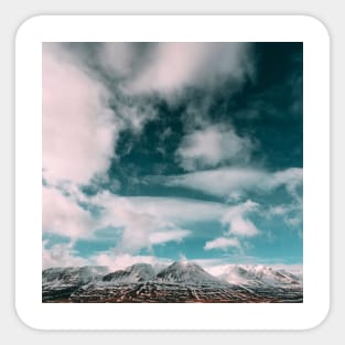 SCENERY 42 - White Cloud Green Sky Horizon Mountain Peak Sticker